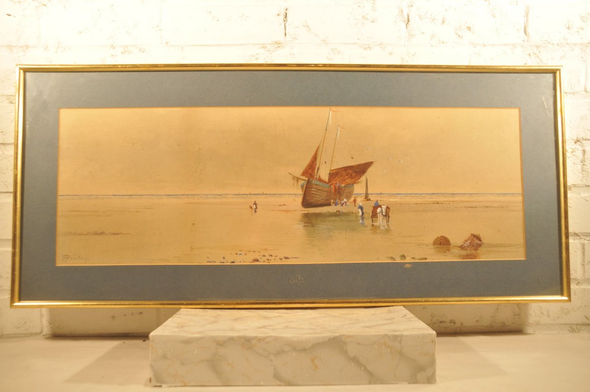 Irish School 19 'century; Fishermen On The Beach
