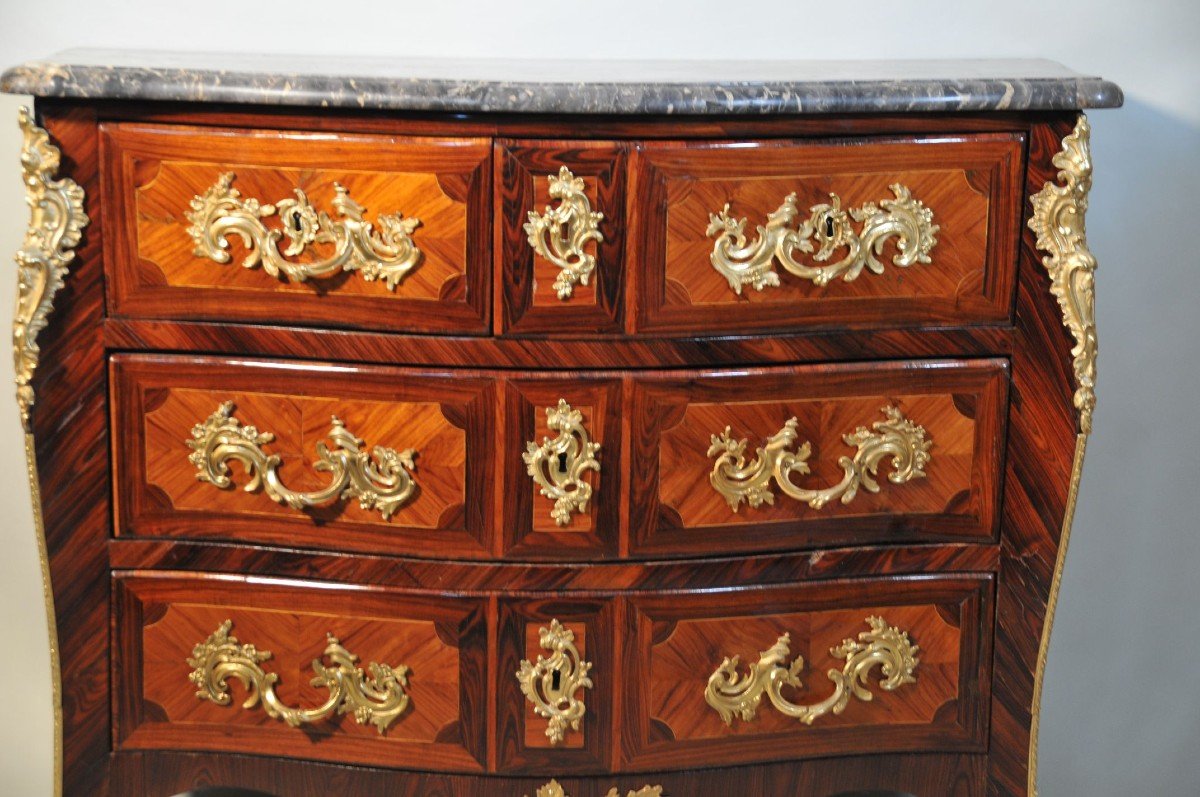 Louis XV Period Commode In Rosewood And Violet Wood Stamped N * A * Lapie, Master In 1764-photo-2