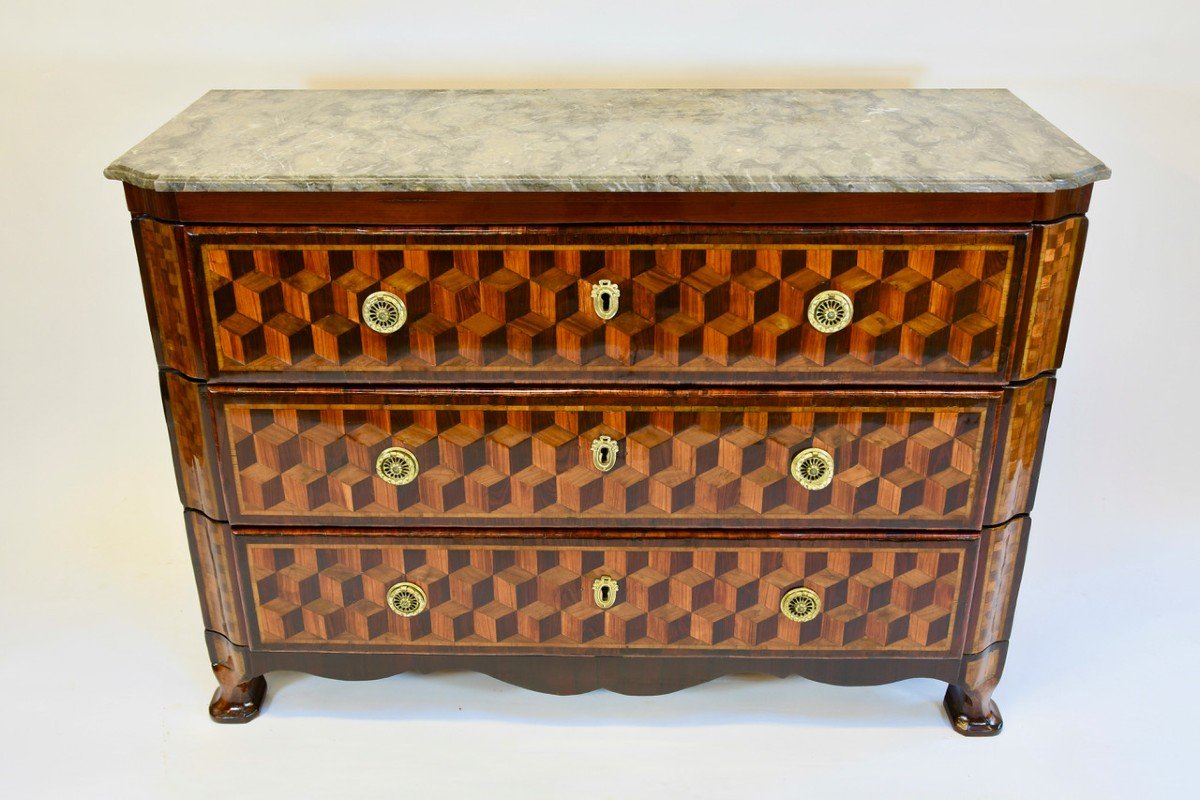 Louis XVI Period Cube Marquetry Commode-photo-2