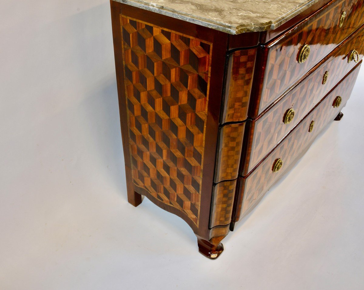 Louis XVI Period Cube Marquetry Commode-photo-4