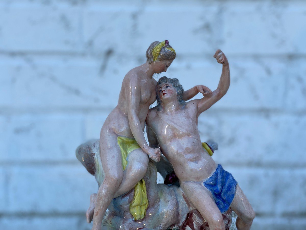 Diane Et Endymion, Groupe En Faience De Strasbourg Vers 1765-photo-2