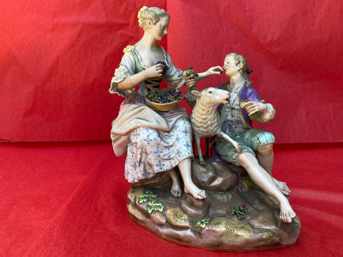 Galanteries Paysannes. Groupe En Porcelaine De Meissen-photo-3