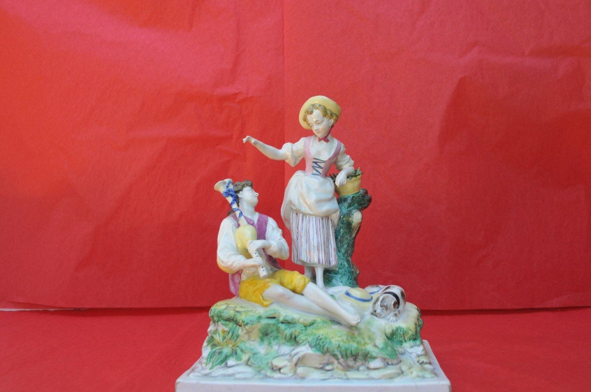 The Crowned Shepherd, Earthenware Of Saint Clement 18 'century.-photo-2