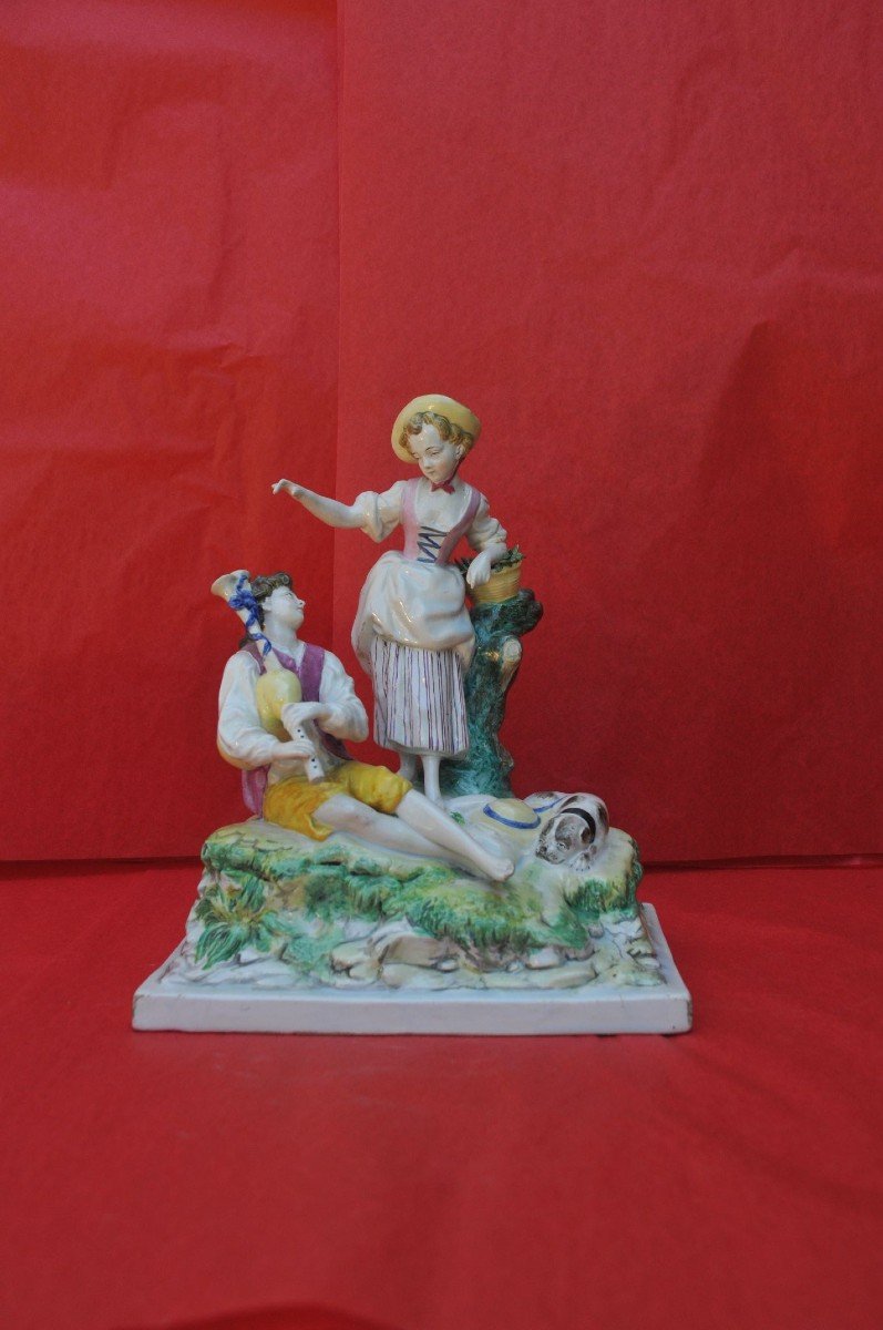 The Crowned Shepherd, Earthenware Of Saint Clement 18 'century.-photo-3