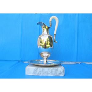 Silver Empire Style Ewer And Display Stand.