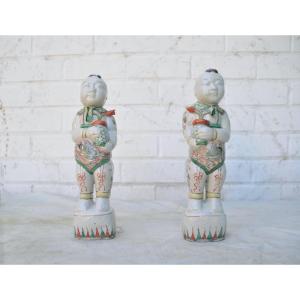 The Ho-ho Brothers, Pairs Of Chinese Porcelain Figurines, Green Family, 1672–1722