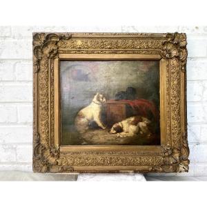 "three Dogs In A Stable," Signed George Armfield (1808–london–1893)