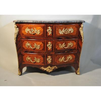 Louis XV Period Commode In Rosewood And Violet Wood Stamped N * A * Lapie, Master In 1764