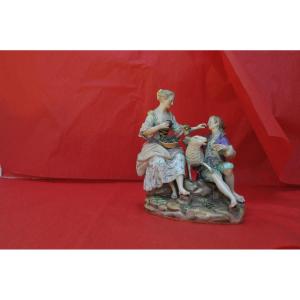 Galanteries Paysannes. Groupe En Porcelaine De Meissen