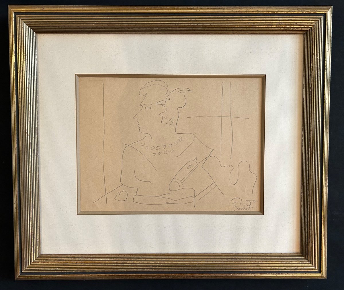 Dessin Représentant Un Profil D’écuyère Et Cheval signé de Fernand Léger -photo-2