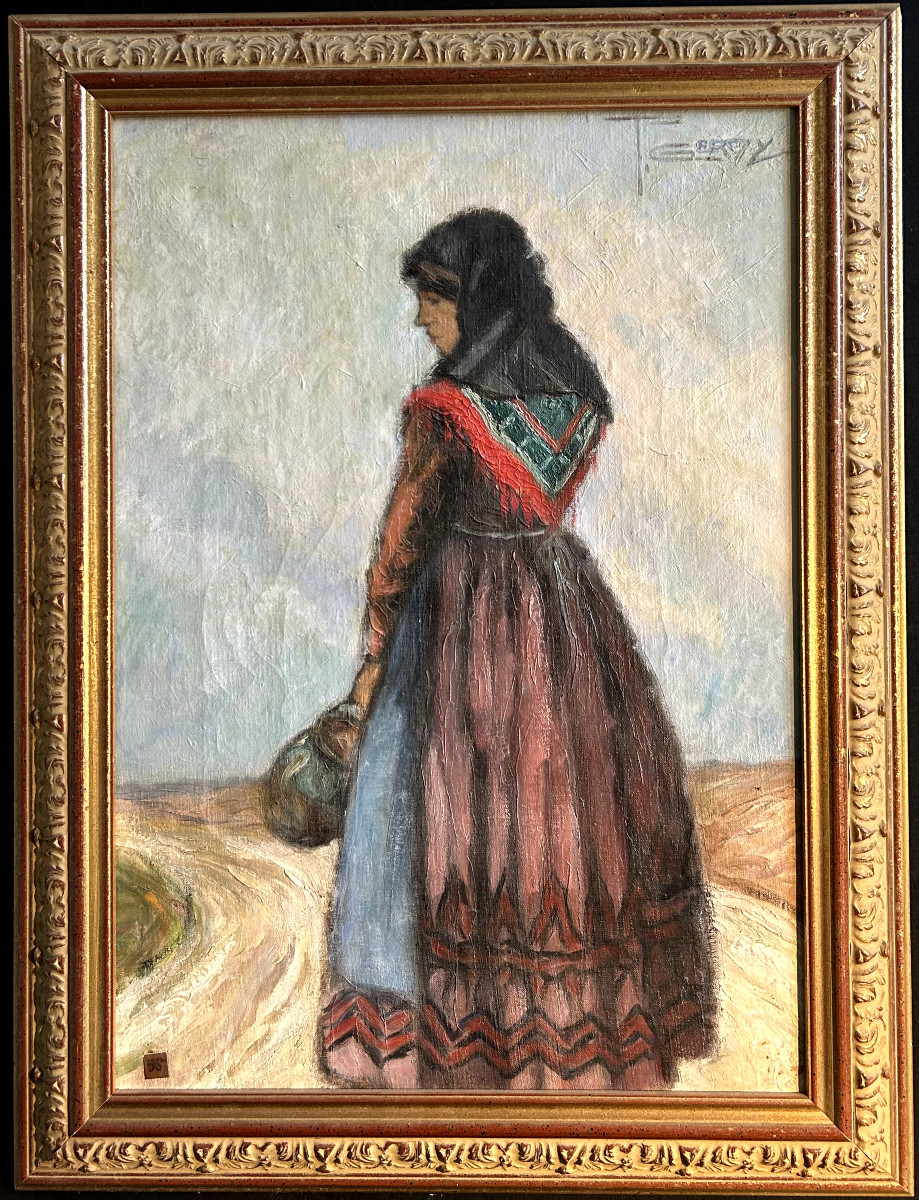 Huile Sur Toile "paysanne d' Afrique Du Nord" Signé P. Germy