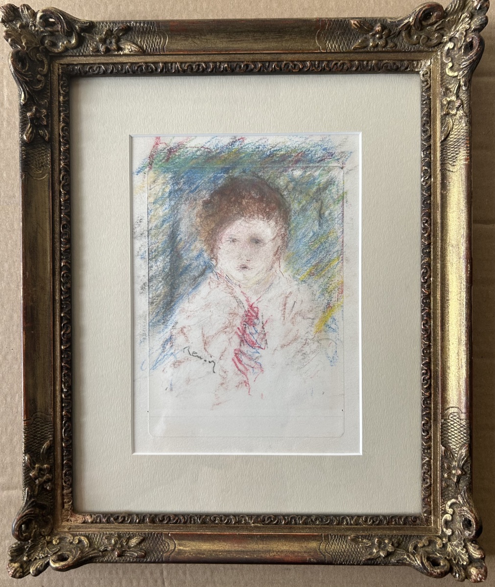 Pastel And Pencils On Photographic Paper After Renoir; Apocryphal Signature -photo-2