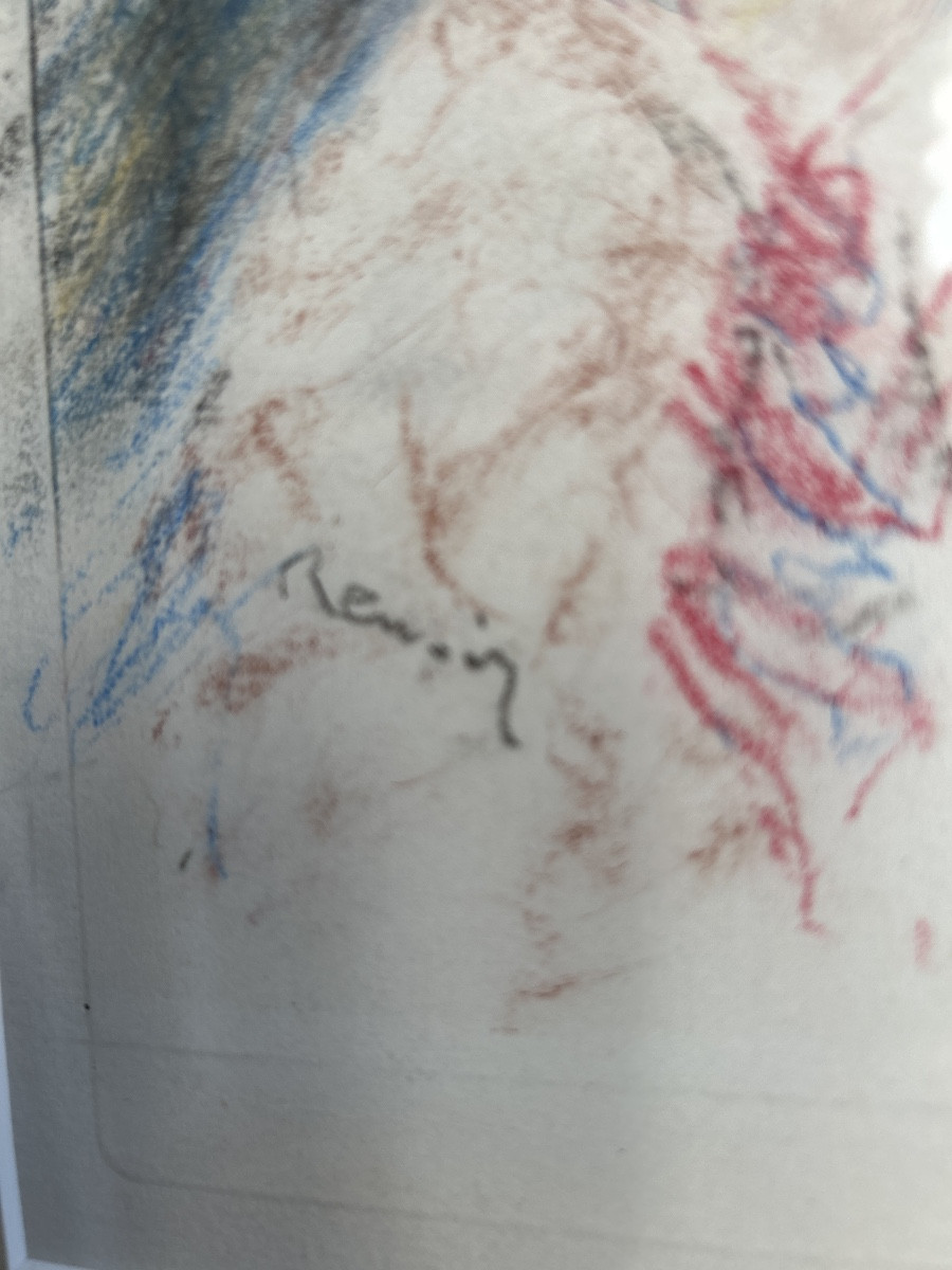 Pastel And Pencils On Photographic Paper After Renoir; Apocryphal Signature -photo-3