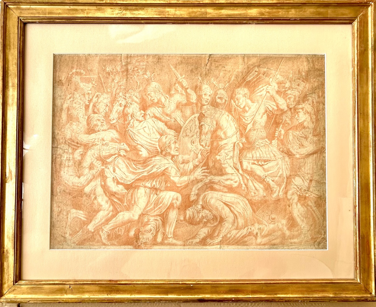 Counterproof Over Sanguine "battle Scene" Italy (school Of Sienna ?) 17th-photo-3