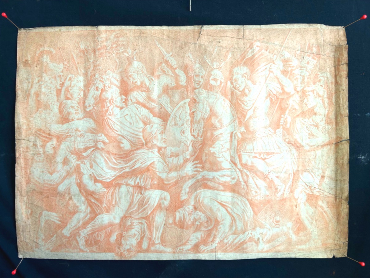 Counterproof Over Sanguine "battle Scene" Italy (school Of Sienna ?) 17th-photo-2