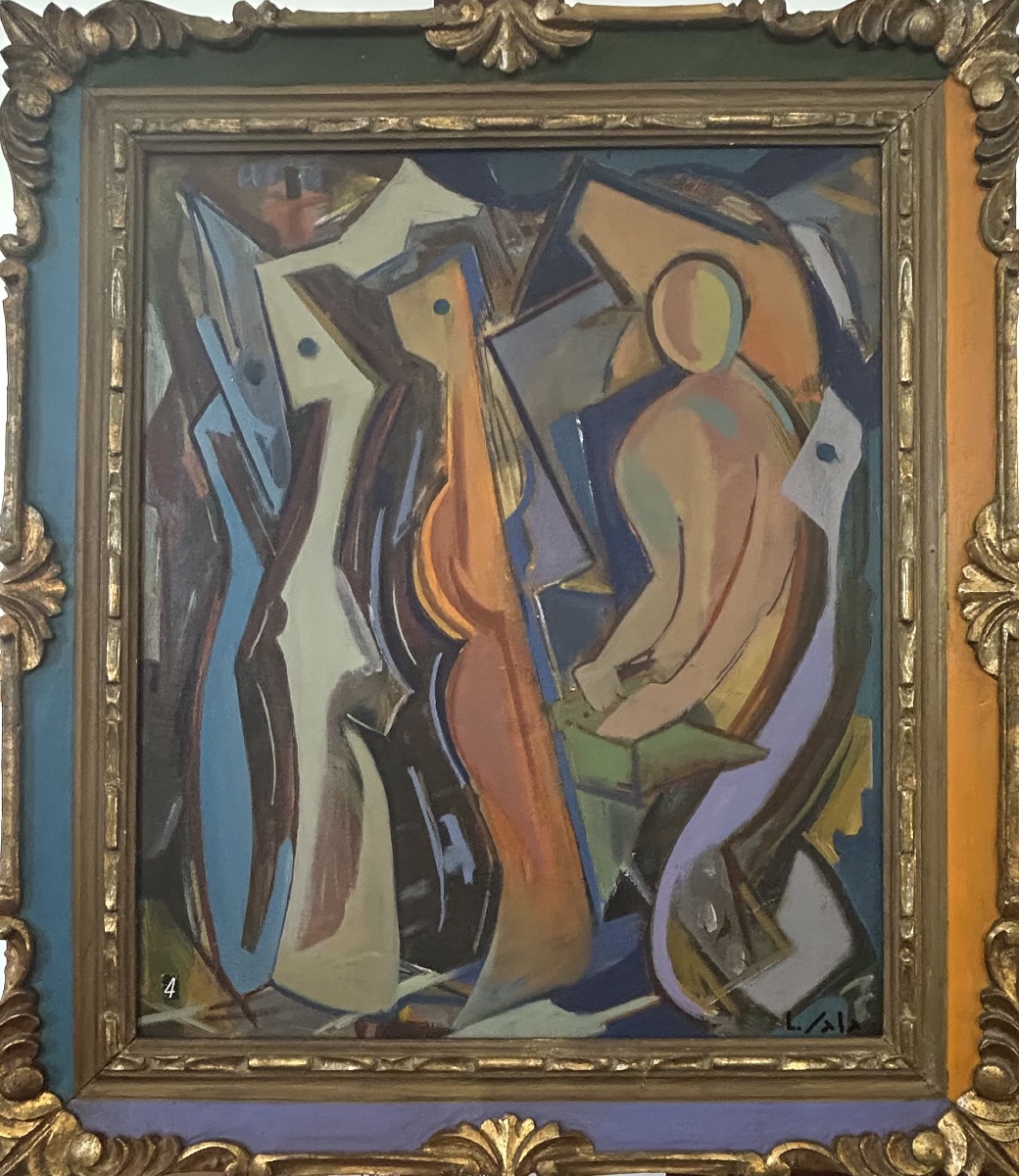 Huile Sur Panneau « composition Abstraite » Signée  L Sala