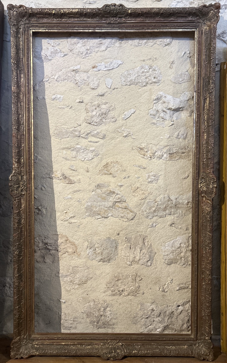 Important Late 19th Century Regency Style Frame In Wood And Gilded Stucco