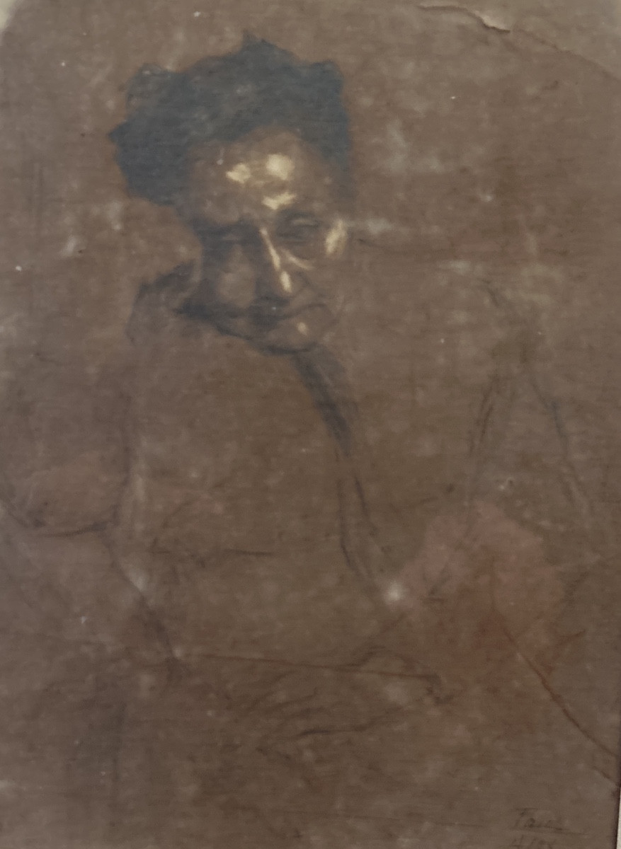 Dessin Sur Calque Au Crayon Noir De Paul Alex Deschmacker « femme âgée »