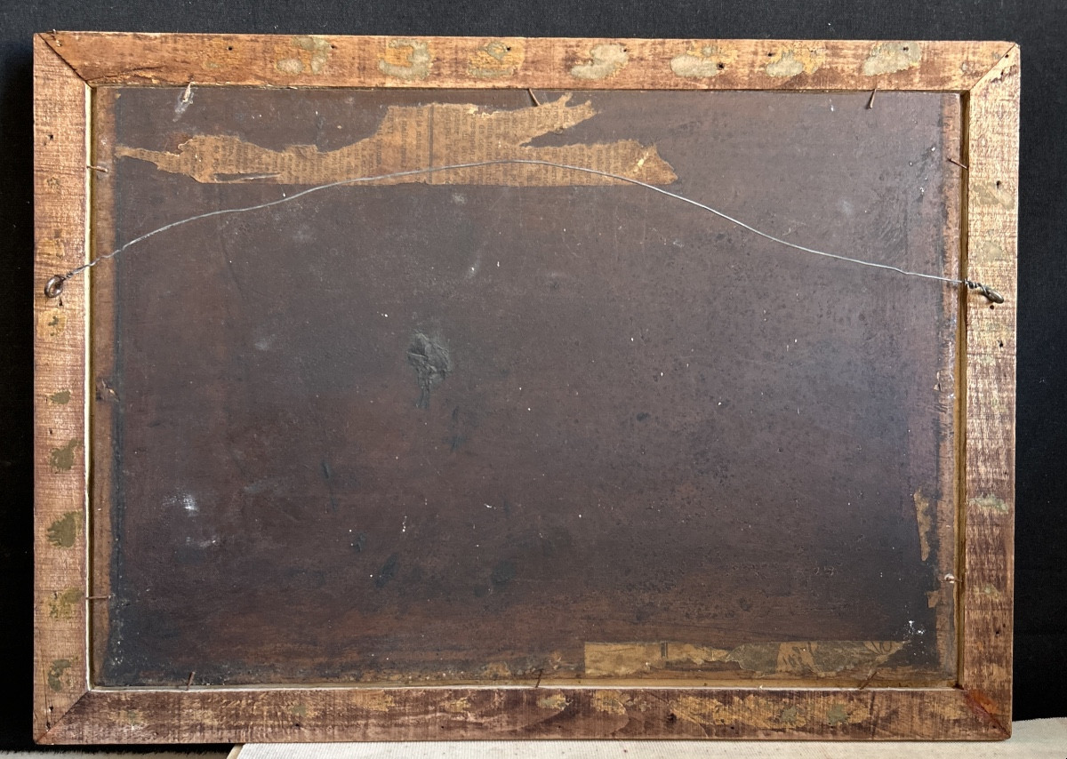 Oil On Panel 19th Century “lake Landscape”-photo-2