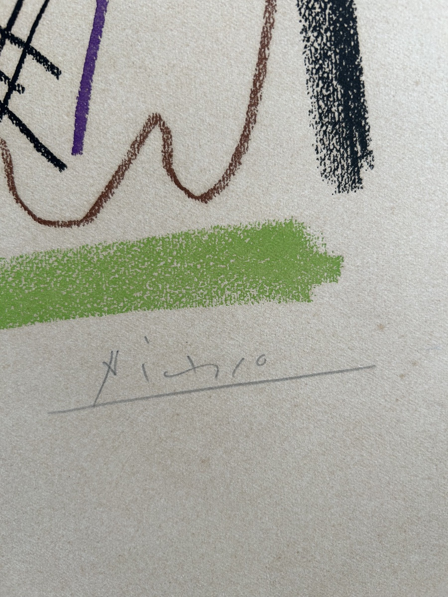 Lithographed Poster By Picasso "les Déjeuners" 1962 Signed And Numbered In Pencil-photo-3