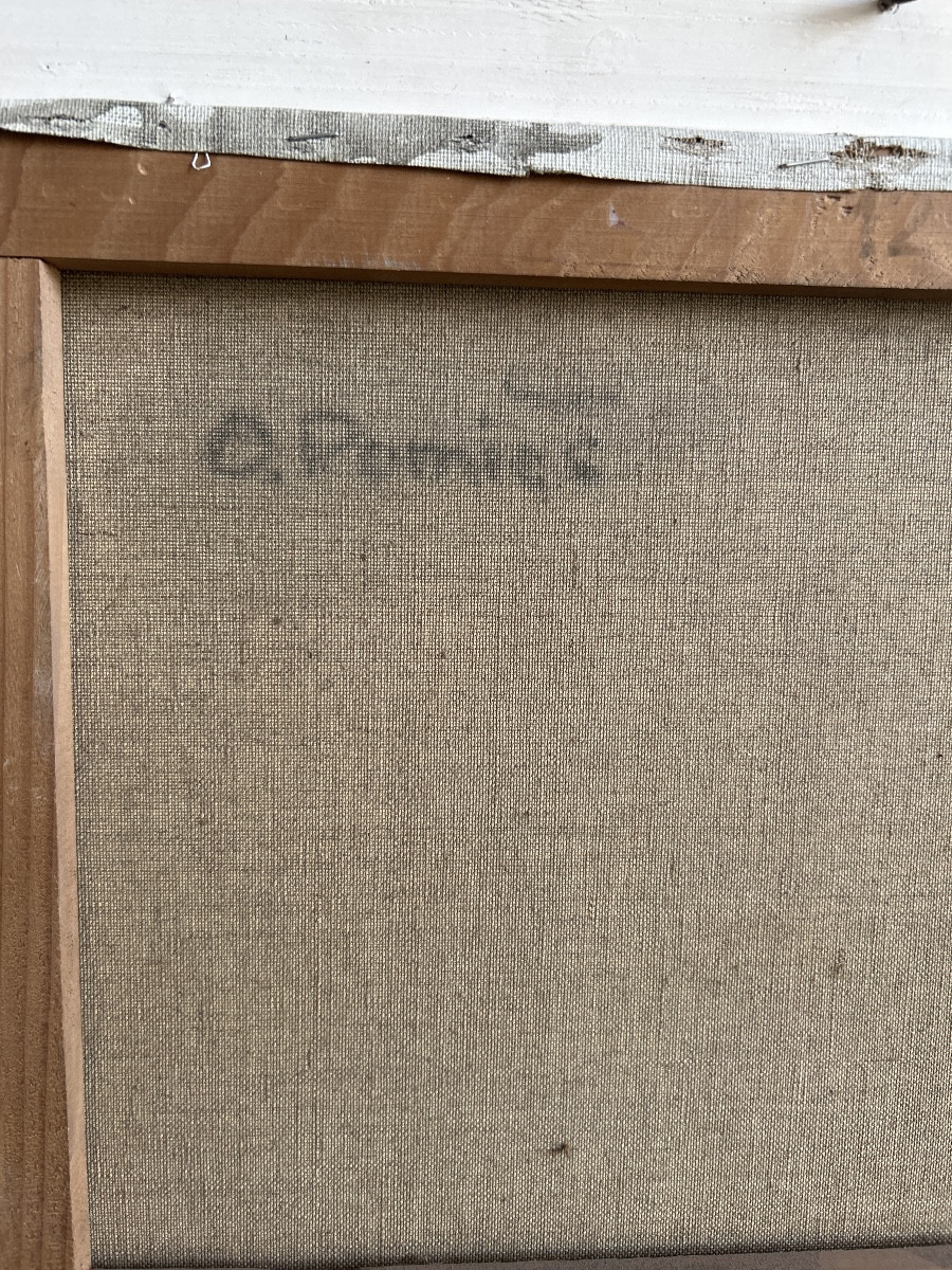 Oil On Canvas “village Street” Signed On The Back O. Pomiès-photo-4