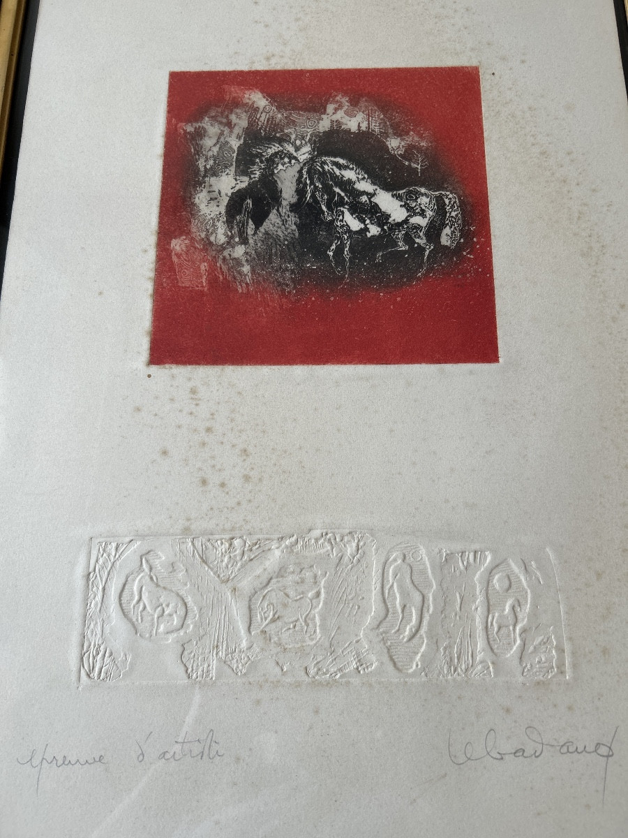 Lithographie de Lebadang représentant des chevaux-photo-1