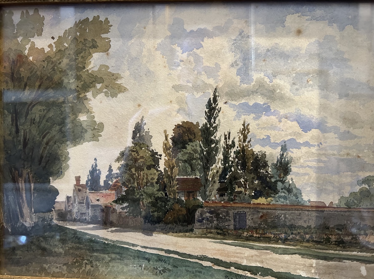 Watercolor Signed Red. Dick, Located And Dated 1822 "village View"