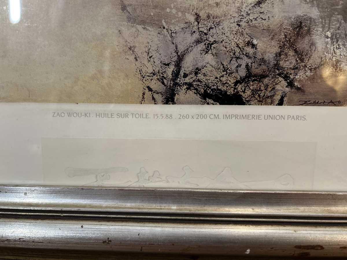Color Print Signed By The Artist's Hand Depicting An Oil On Canvas By Zao Wou-ki -photo-3