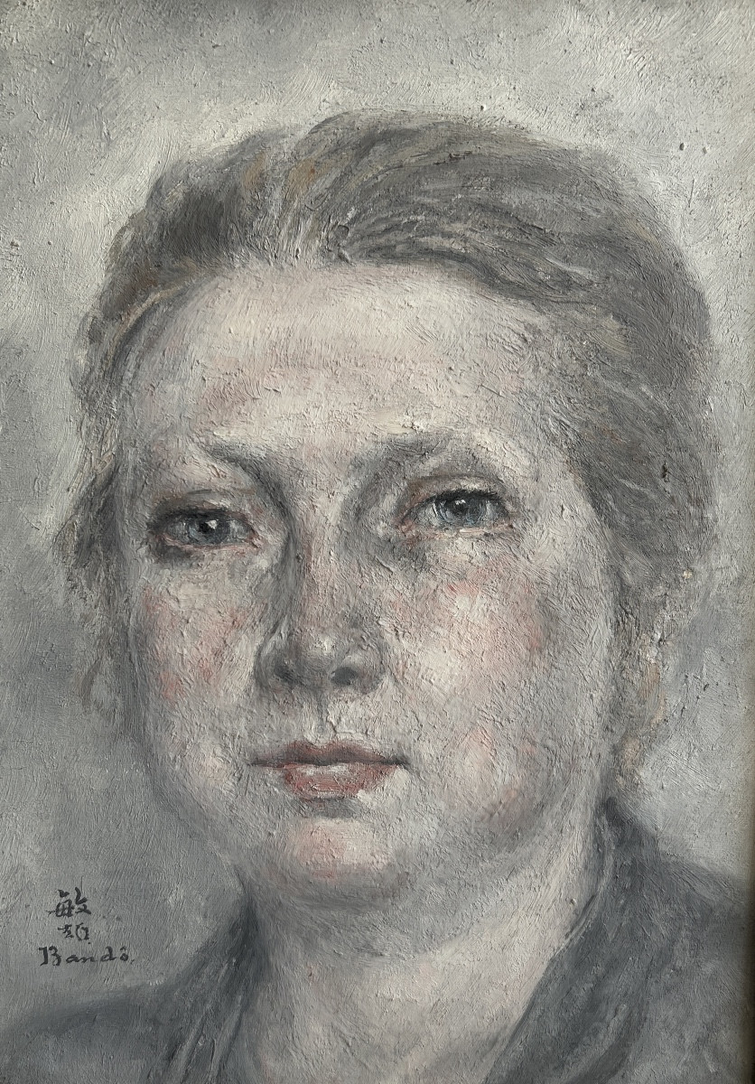 Oil On Canvas Signed By Toshio Bando “portrait Of A Woman”