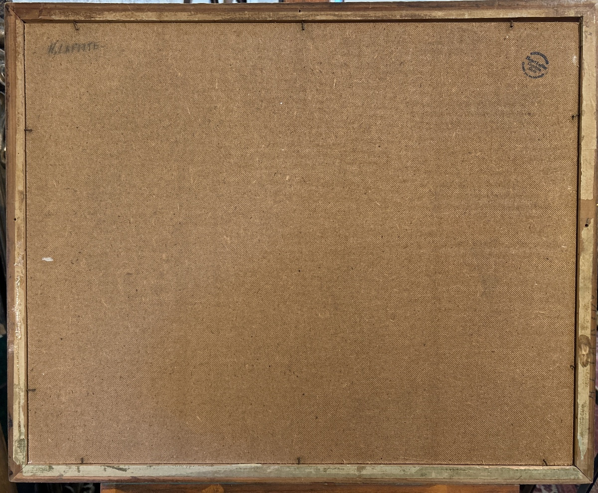 Huile sur papier marouflée sur Isorel d’Henri Laffite representant l’allégorie de la sculpture-photo-1