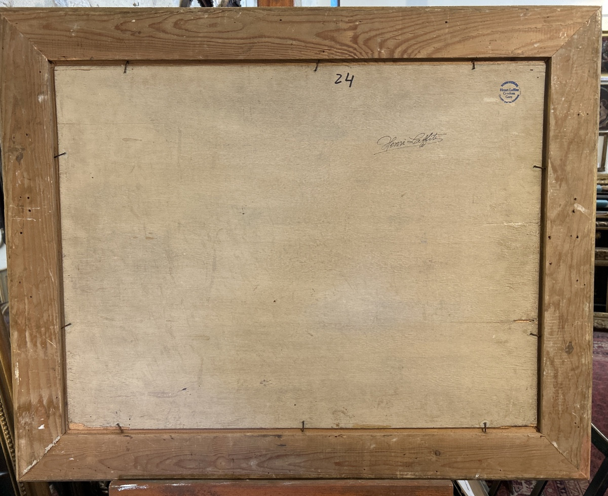 Huile sur panneau signée Henri Laffite représentant la Déploration du Christ-photo-3