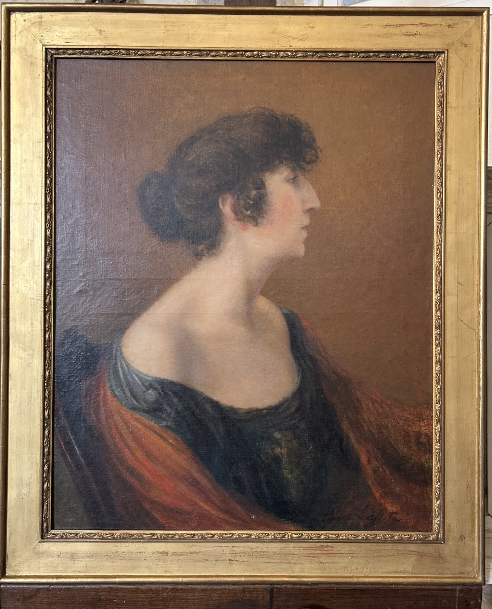 Oil On Canvas Signed By Henri Laffite And Dated 1920 Representing The Artist's Wife-photo-2