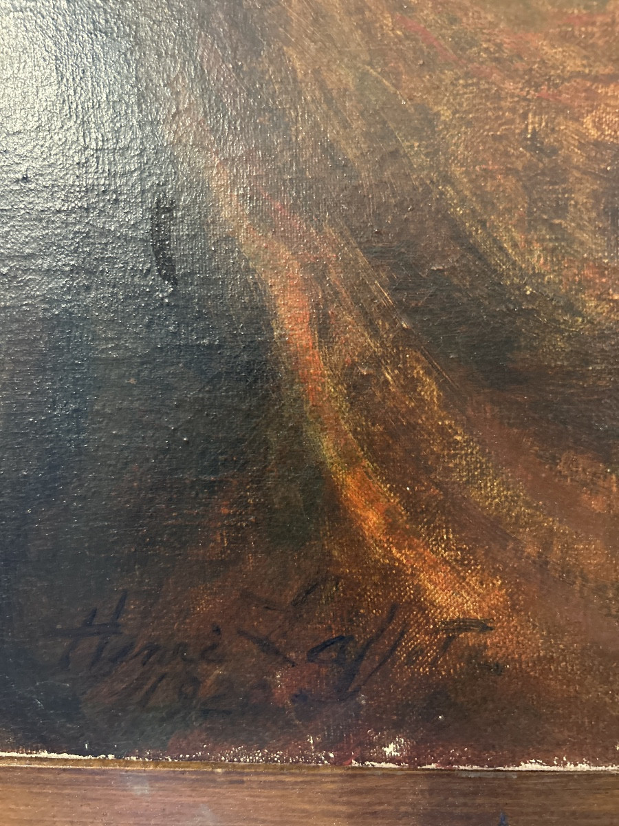 Oil On Canvas Signed By Henri Laffite And Dated 1920 Representing The Artist's Wife-photo-3