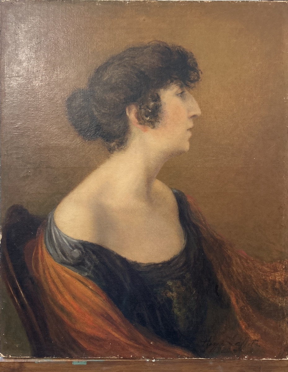Huile sur toile signée d’Henri Laffite et datée 1920 représentant la femme de l’artiste