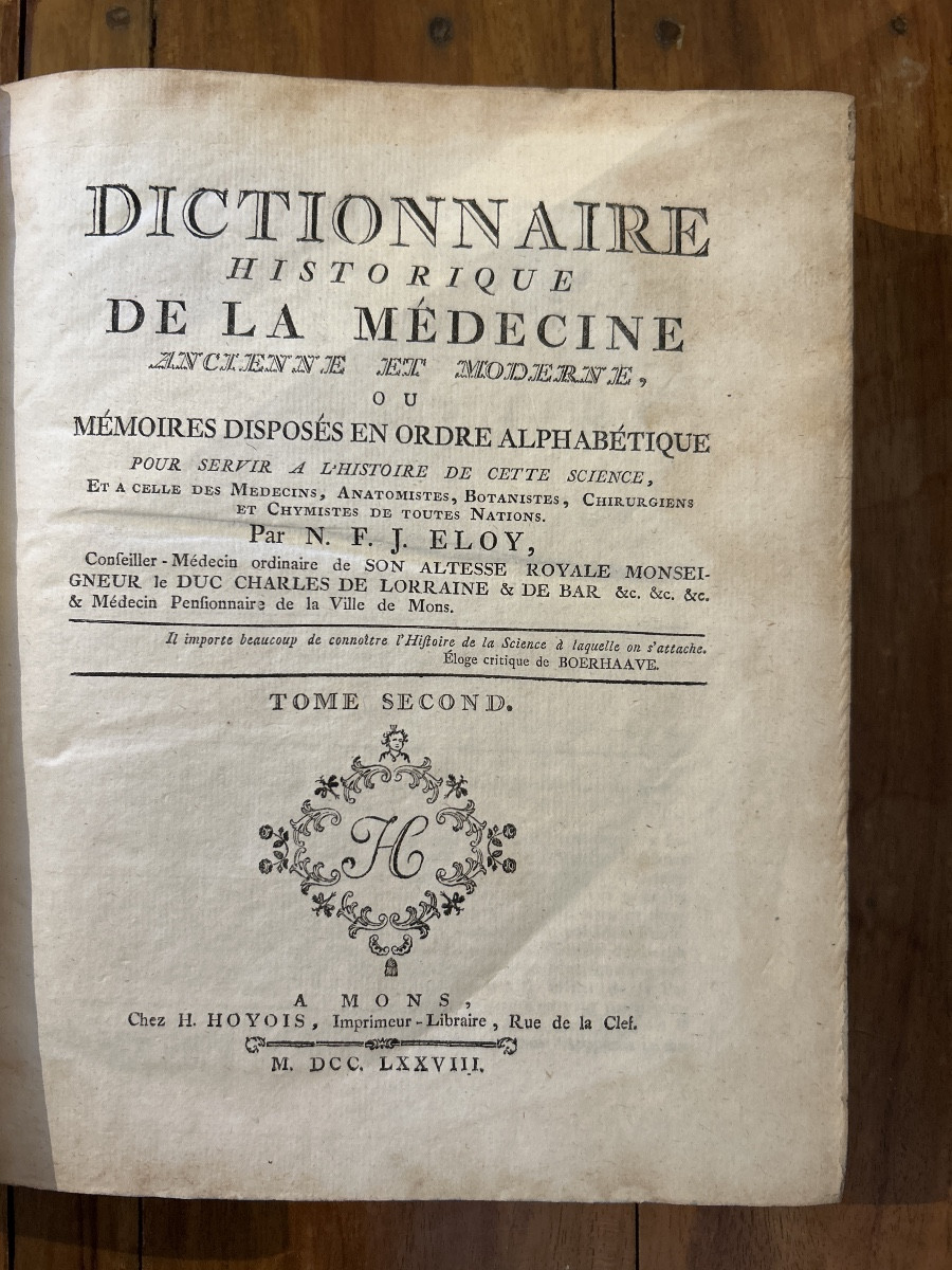 4 tomes du Dictionnaire Historique de la Médecine ancienne et moderne Chez H.Hoyois à Mons 1778-photo-4