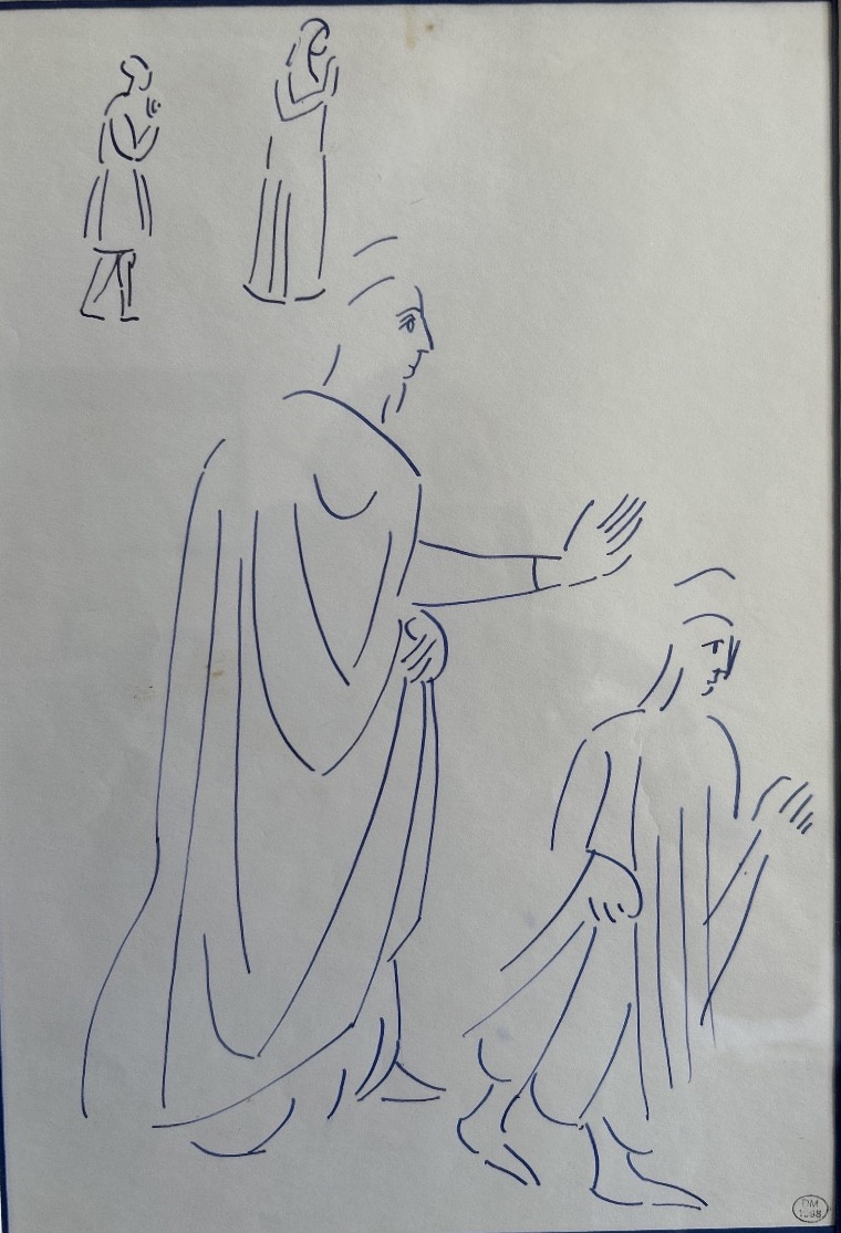 Dessin à l’encre « Études de Christ bénissant » de Dora Maar
