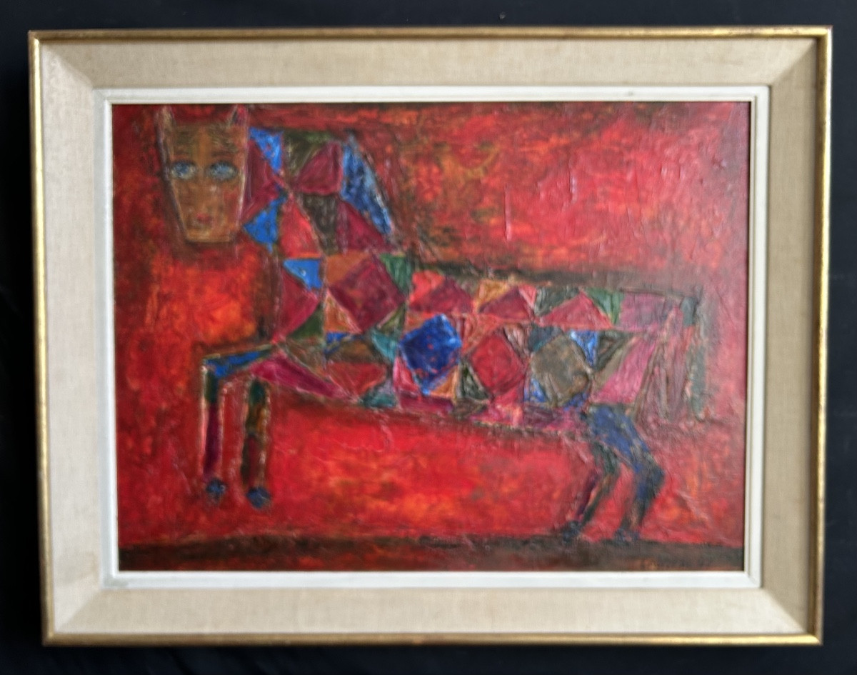 Huile sur toile du peintre Boris Petrovitch SMOTROV; école suprematiste Russe; daté 92