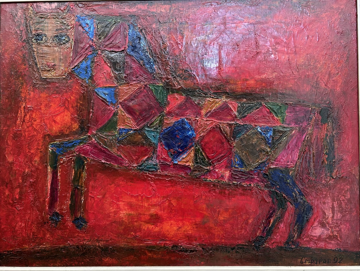 Huile sur toile signée de Boris Petrovitch SMOTROV; école suprematiste Russe; daté 92