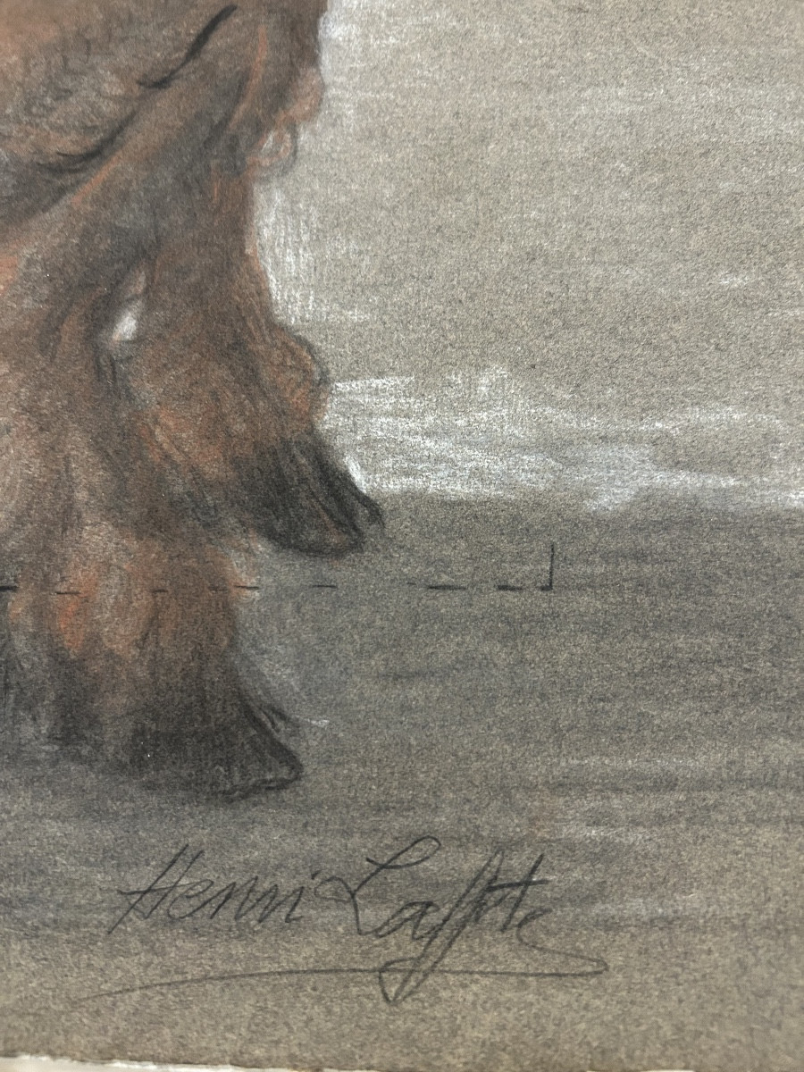 Dessin signé d’Henri Laffite représentant un Faune assis-photo-2
