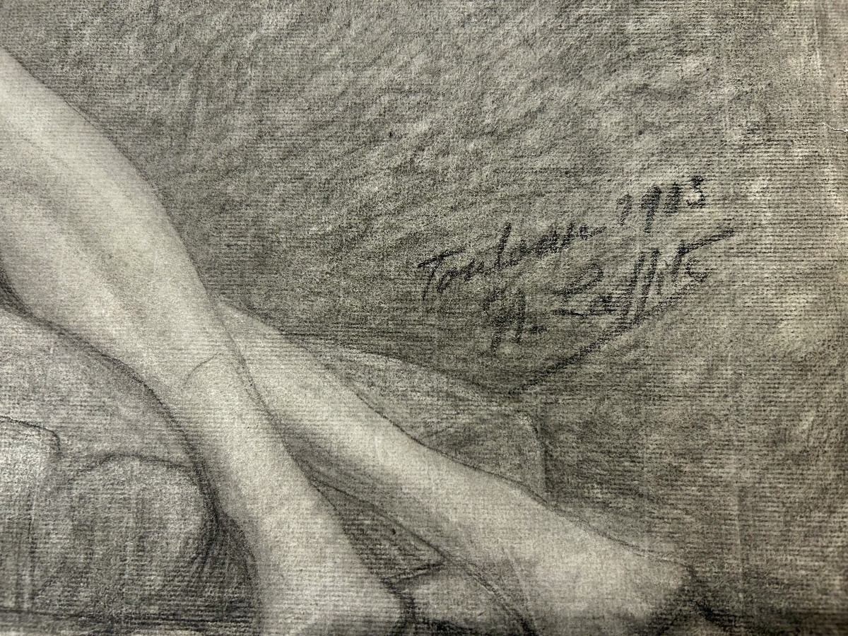 Drawing Signed By Henri Laffite Representing A Seated Nude Woman-photo-2