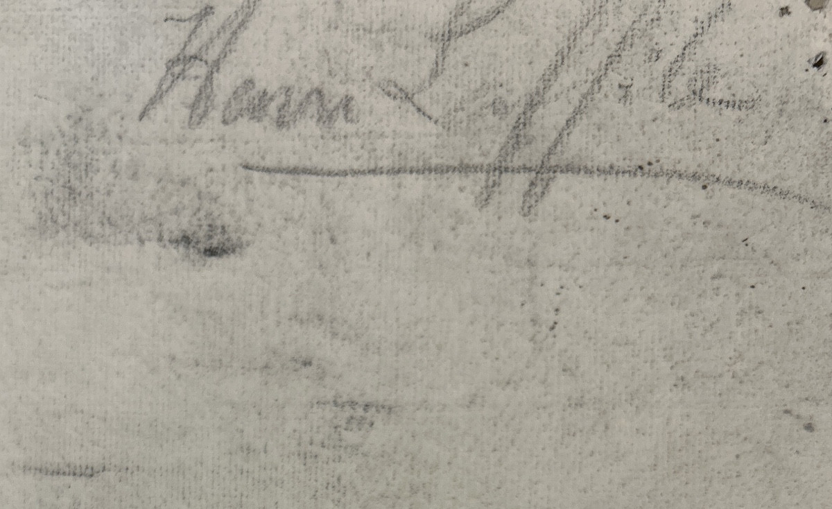 Dessin au crayon et fusain signé d’Henri Laffite représentant une académie d’homme-photo-3