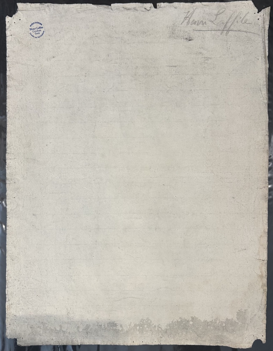 Pencil And Charcoal Drawing Signed By Henri Laffite Representing A Man's Academy-photo-4