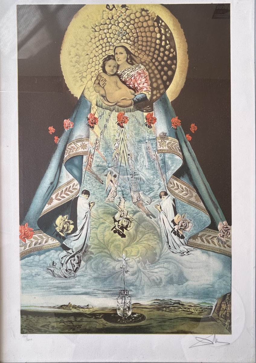 Lithographie originale signée de Dali  représentant la Vierge en majesté 