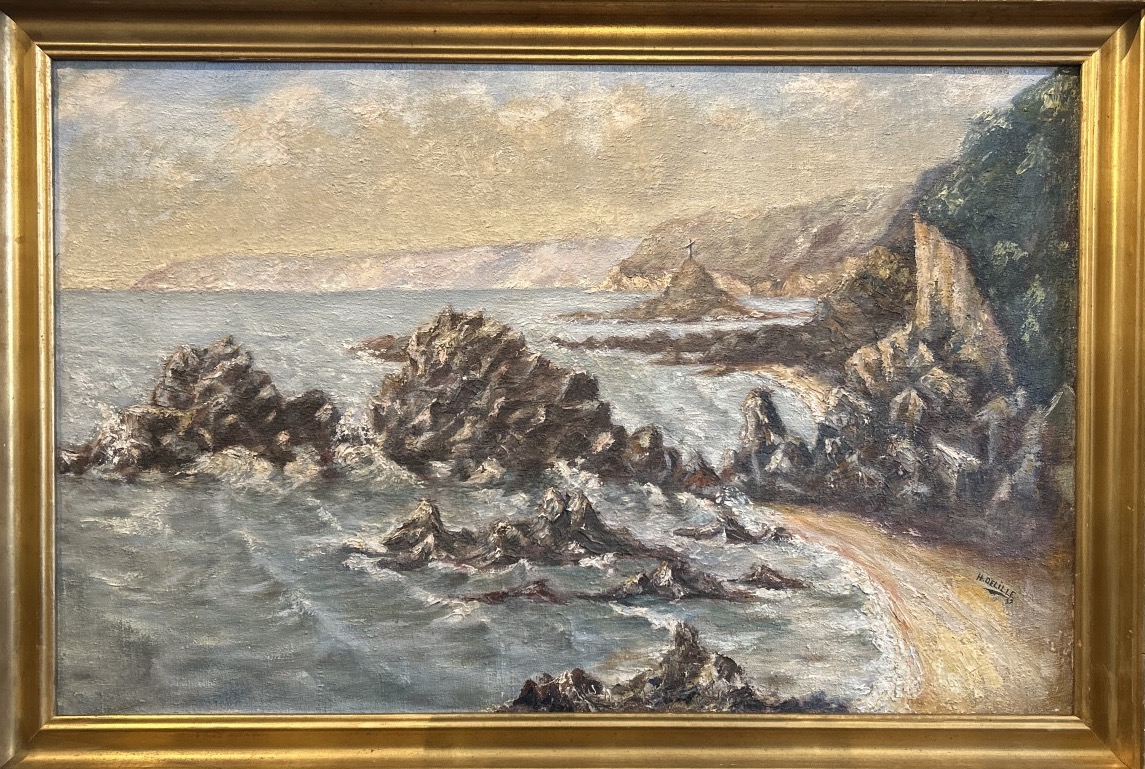 Large Oil On Canvas Dated 1937 And Signed Delille Representing A Seaside 