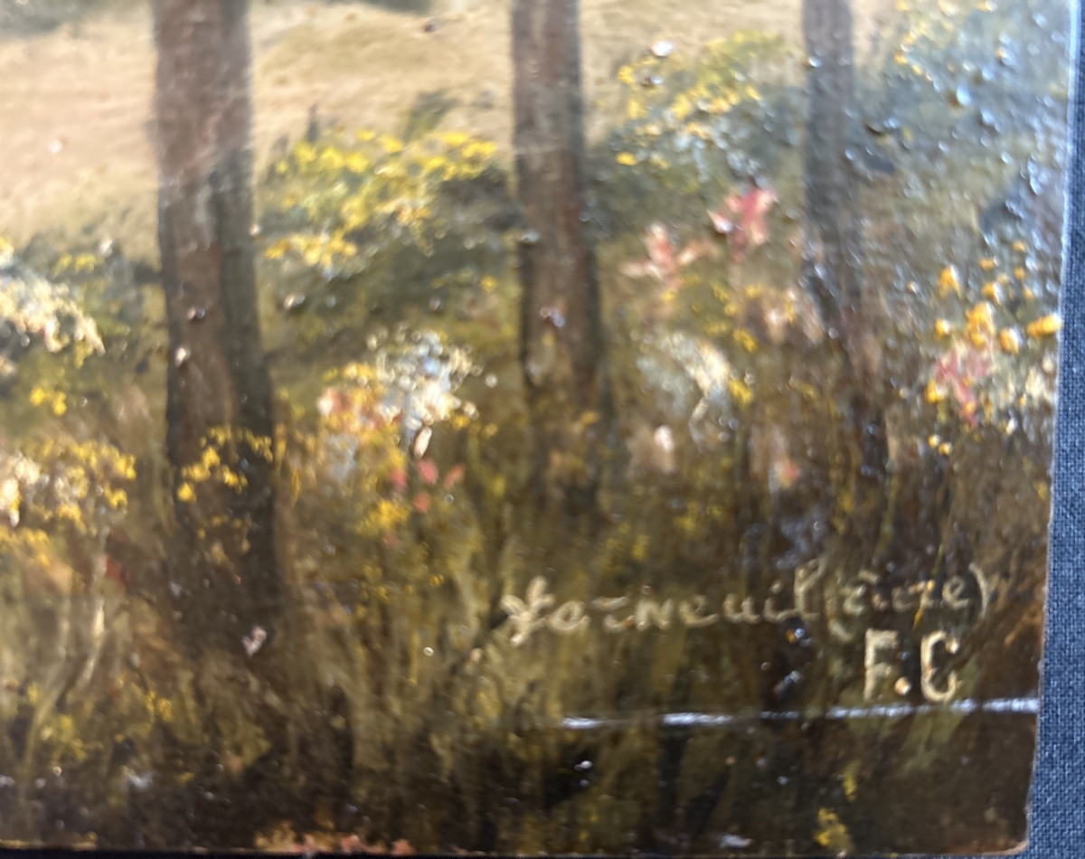 Oil On Wood In Naive Style Monogrammed Fc And Located In Verneuil Representing A Towing Scene-photo-2