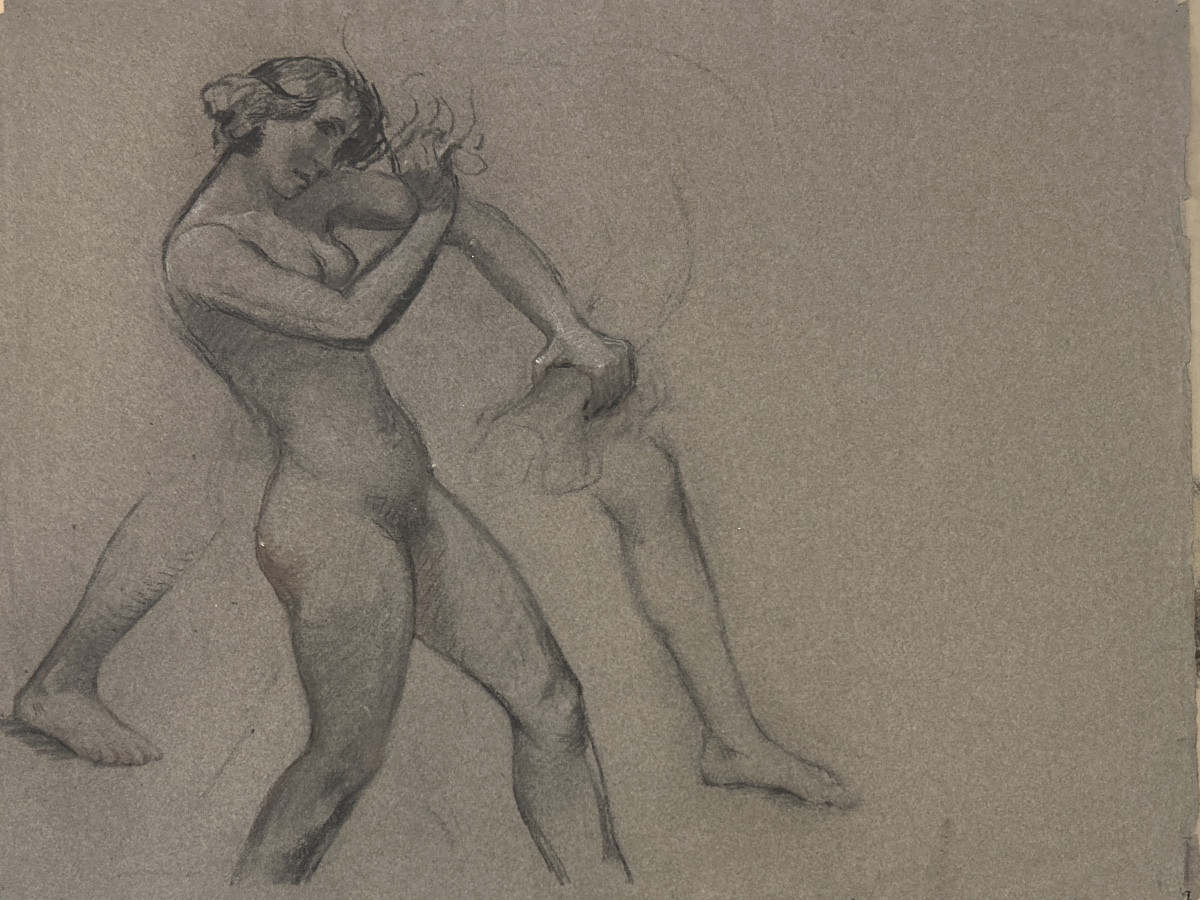 Pencil And Charcoal Drawing By Henri Laffite  