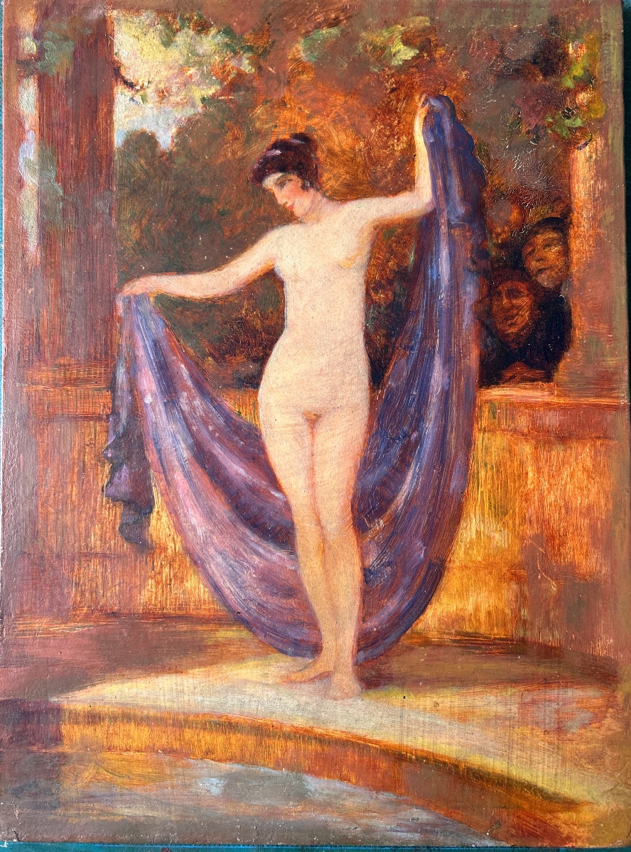 Oil On Canvas Mounted On Heavy Cardboard By Henri Laffite