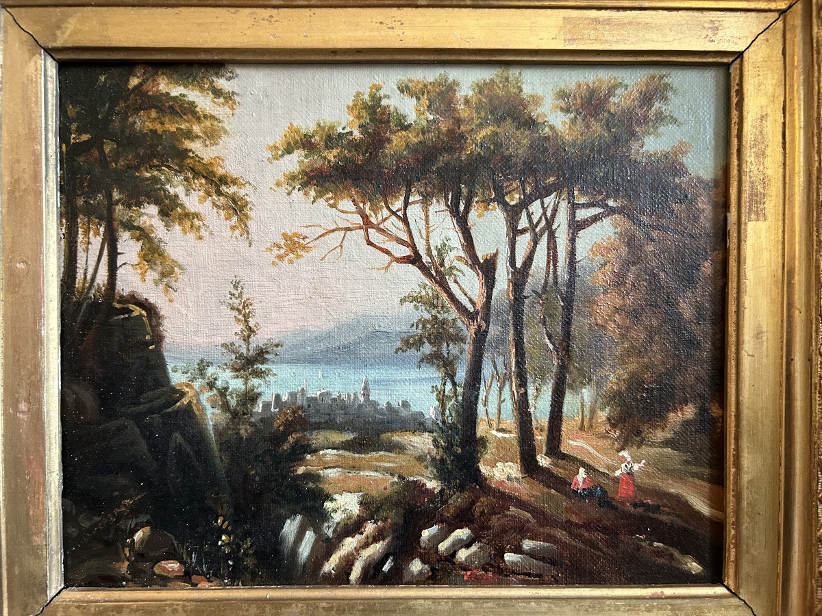Small 19th-century Oil On Canvas Depicting A Mediterranean Landscape -photo-2