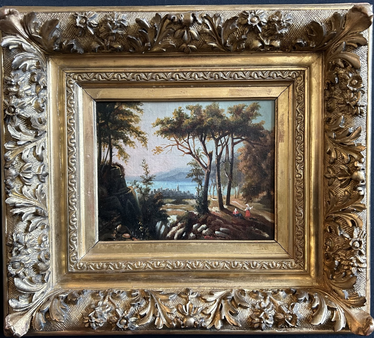 Small 19th-century Oil On Canvas Depicting A Mediterranean Landscape -photo-3