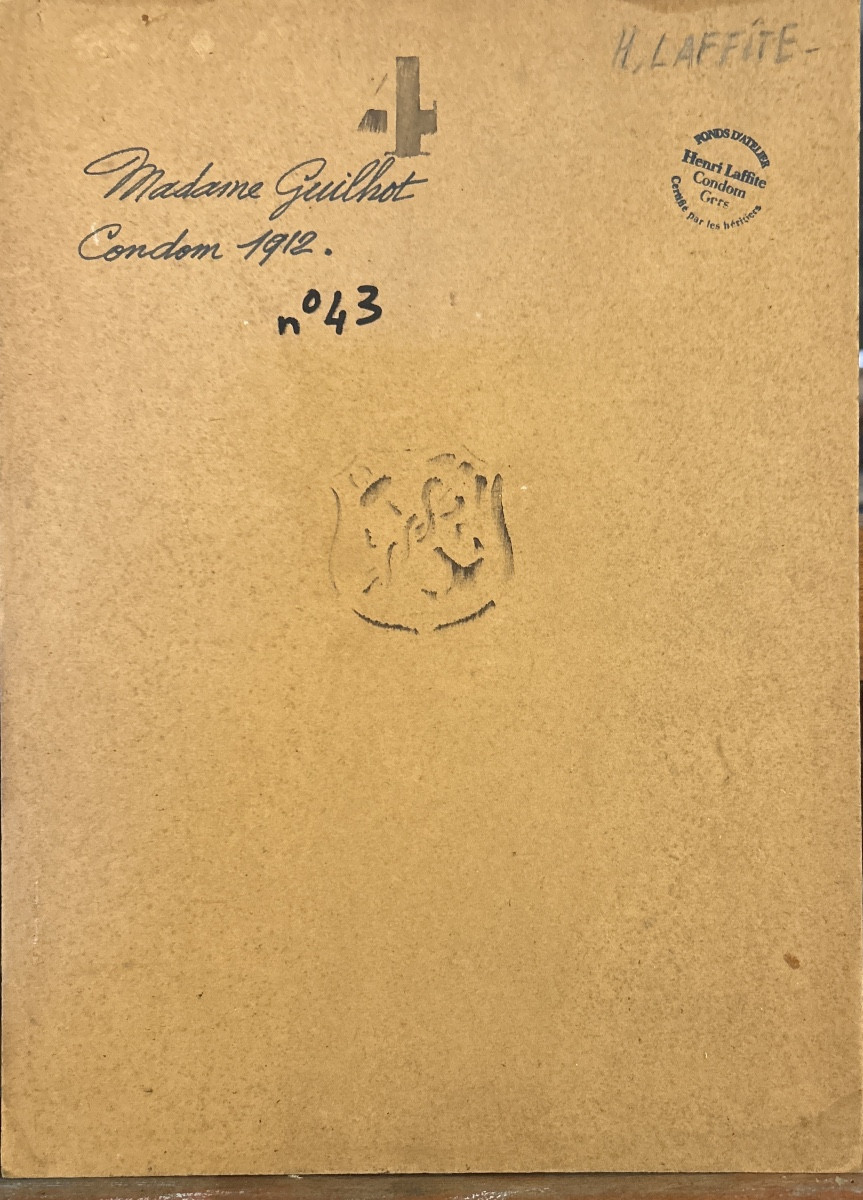 Huile sur papier marouflée sur carton fort signée d’Henri Laffite «Élégante dans un parc »-photo-2